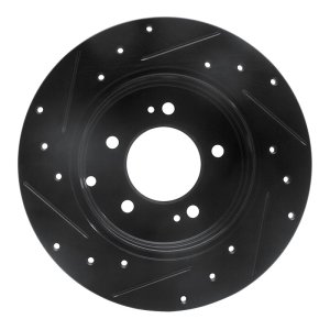 Hyundai Azera Brake Rotor (1) - Rear Right - R1 Concepts - Drilled & Slotted - Black - `05-`20